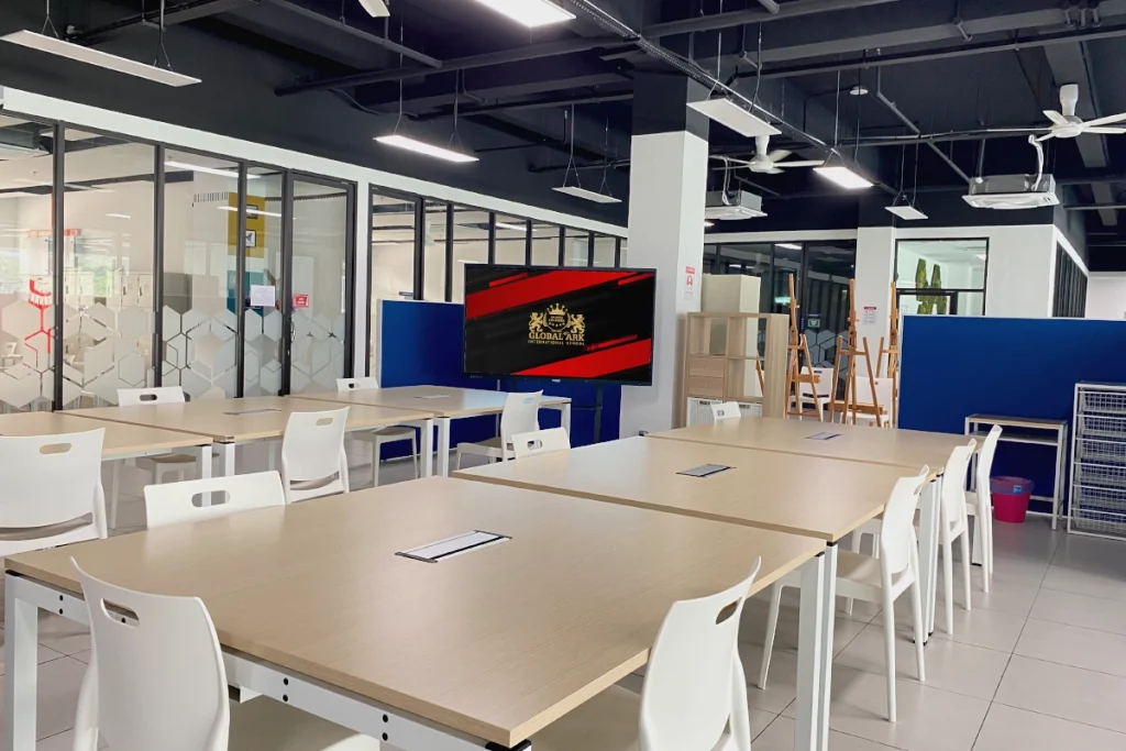 Interactive whiteboard in the art classroom at Global Ark Kajang enhances creative learning