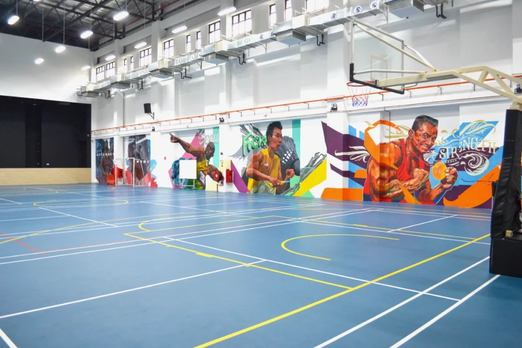 Dynamic sports events in the spacious multi-purpose hall at Global Ark International School Kajang